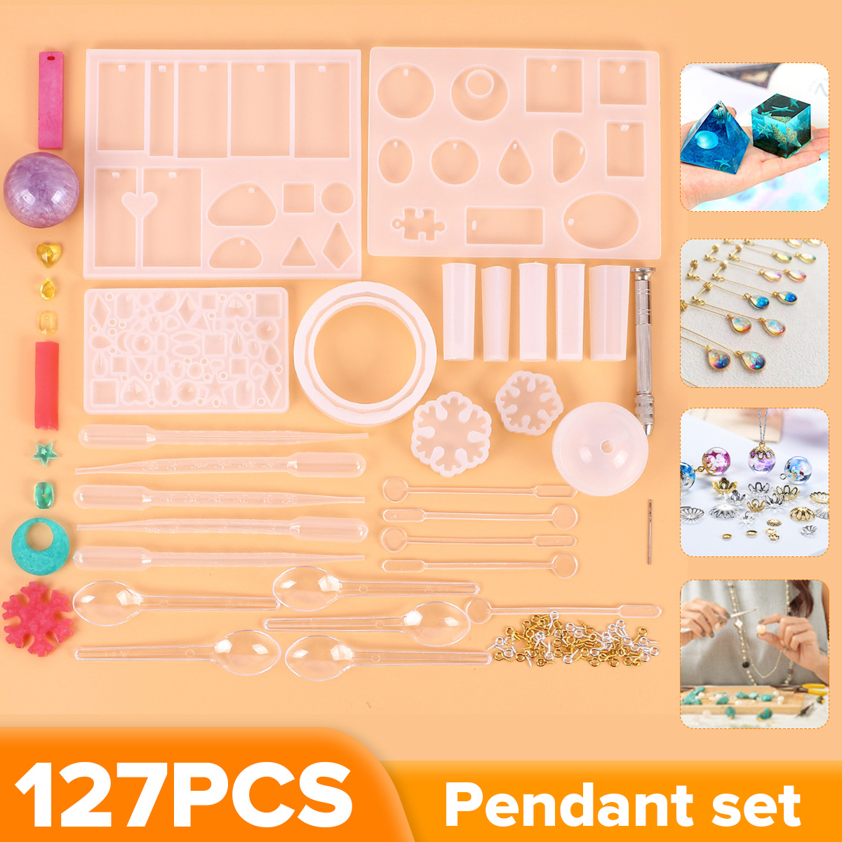 127PCSSiliconePendantMouldJewelryMakingNecklaceDIYMoldSetCraftEasy-1741190-1