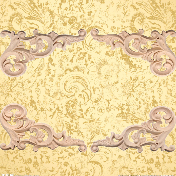 20x10CMWoodCarvedCornerOnlayUnpaintedFrameDecoration-1083788-8