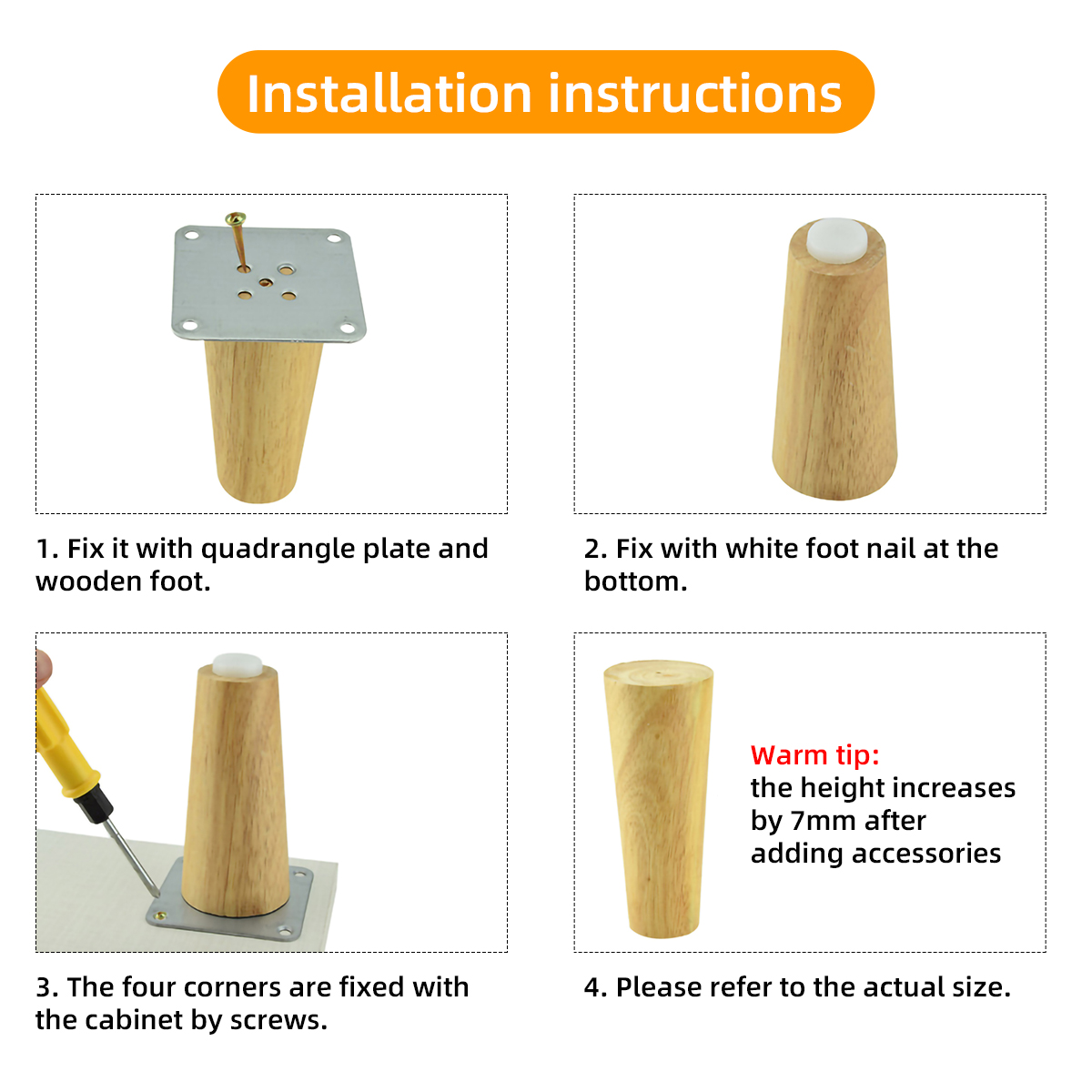 4pcsOakWoodenFurnitureLegFeet6-70cmWithIronPlateForSofaTableChairStool-1801957-7