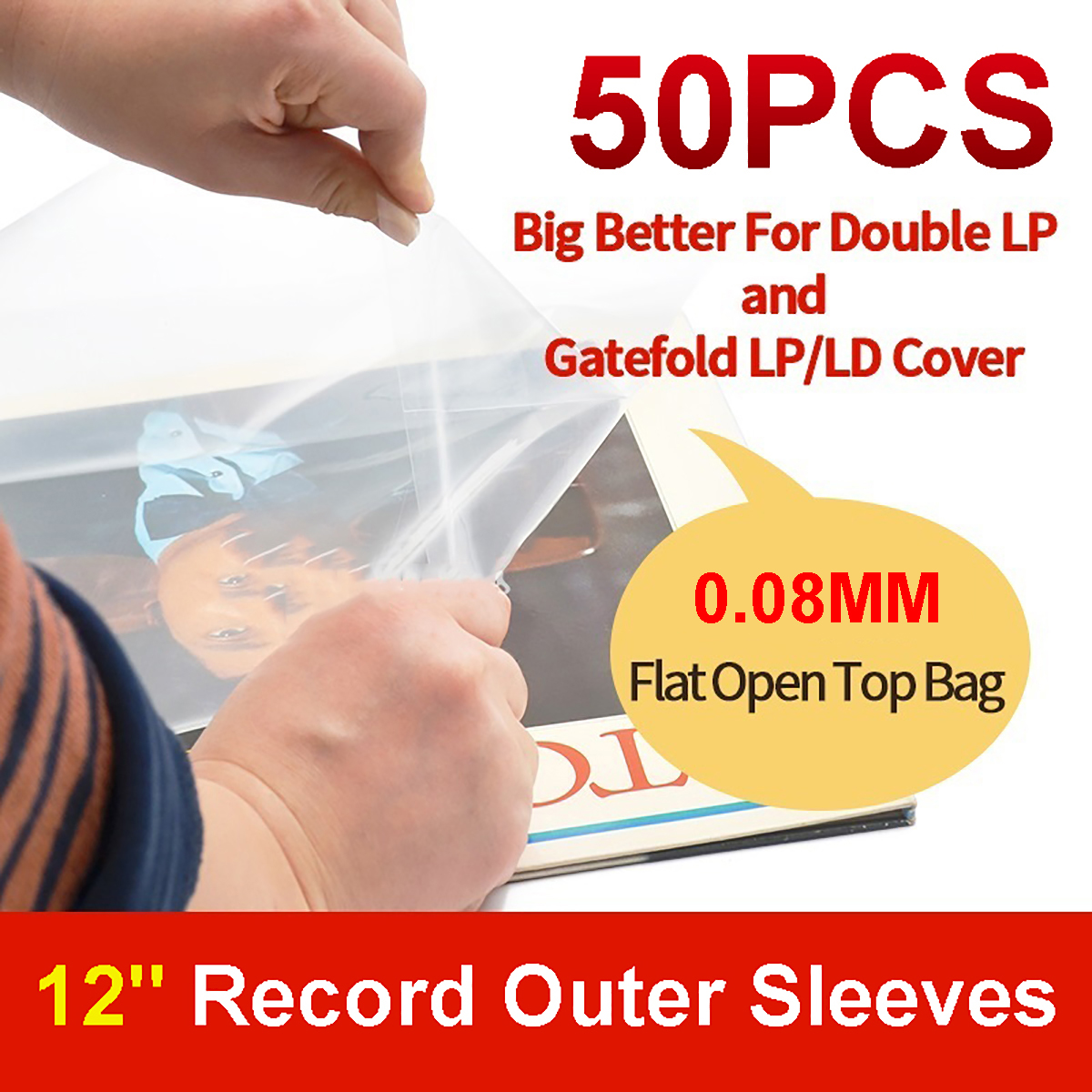 50PCSOPPGelRecordingProtectiveSleeveforTurntablePlayerLPVinylRecordSelfAdhesiveRecordsBag1232cm32cm4-1752874-13