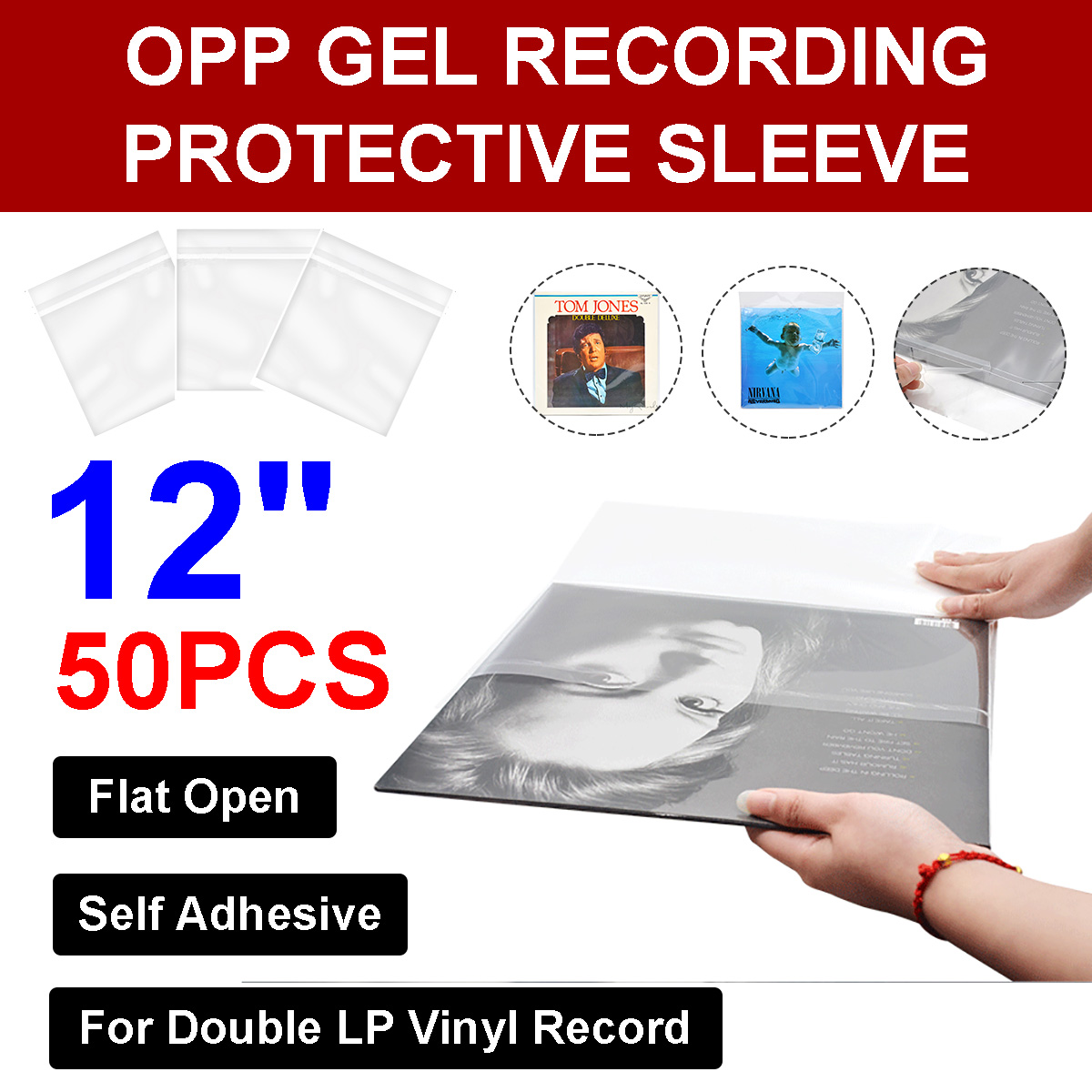 50PCSOPPGelRecordingProtectiveSleeveforTurntablePlayerLPVinylRecordSelfAdhesiveRecordsBag1232cm32cm4-1752874-14