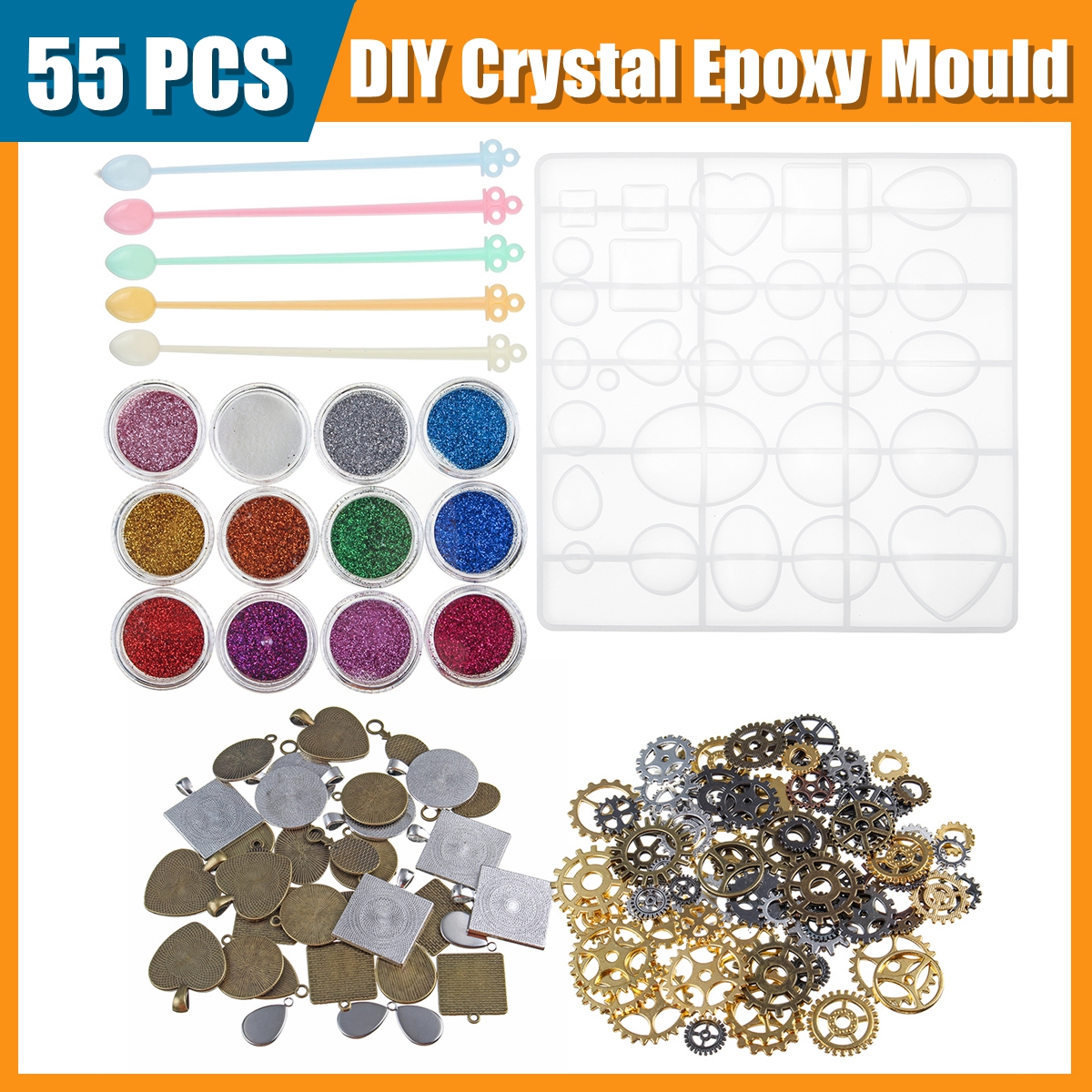 5594147159PcsResinCastingMoldsSiliconePendantTrayJewelryMould-1739577-9