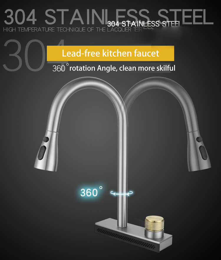 AGSIVOWaterfallKitchenSinkFaucetwith3ModesPullDownSprayer360DegreeRotationSingleHoleSingleHandle304S-1995629-8