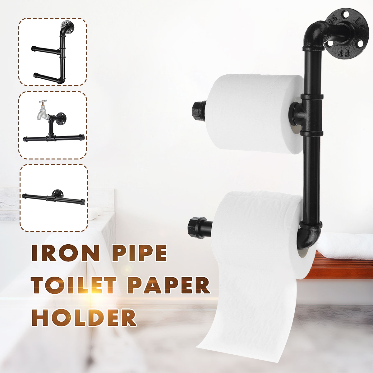 AmericanCountryIndustryWindLoftIronRetroWaterPipeToiletPaperRackPaperTowelRackPersonalityCreativity-1853534-1