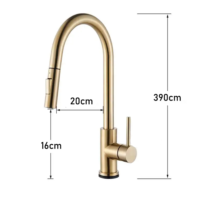 BrushedGoldPullOutTouchSensorKitchenFaucet360RotationSmartKitchenFaucetSensorTapFaucetSingleHandleMi-2008403-9