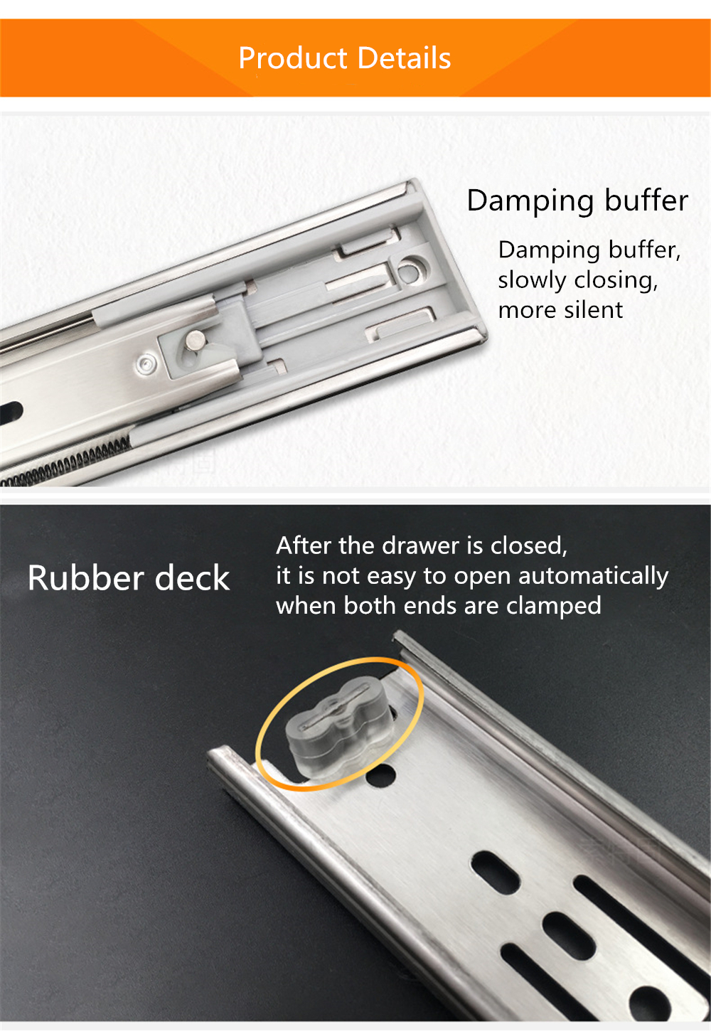 CabinetDampingSlideRailThree-sectionRailThickenedStainlessSteelSlideRailGuideDrawerBufferMuteSlideSi-1791884-6