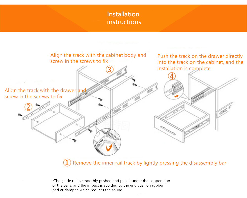 CabinetDampingSlideRailThree-sectionRailThickenedStainlessSteelSlideRailGuideDrawerBufferMuteSlideSi-1791884-9
