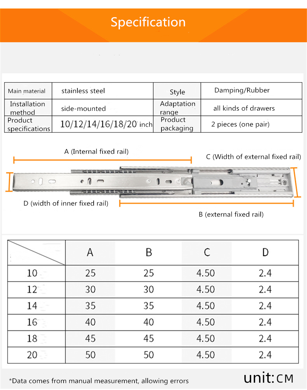 CabinetDampingSlideRailThree-sectionRailThickenedStainlessSteelSlideRailGuideDrawerBufferMuteSlideSi-1791884-10