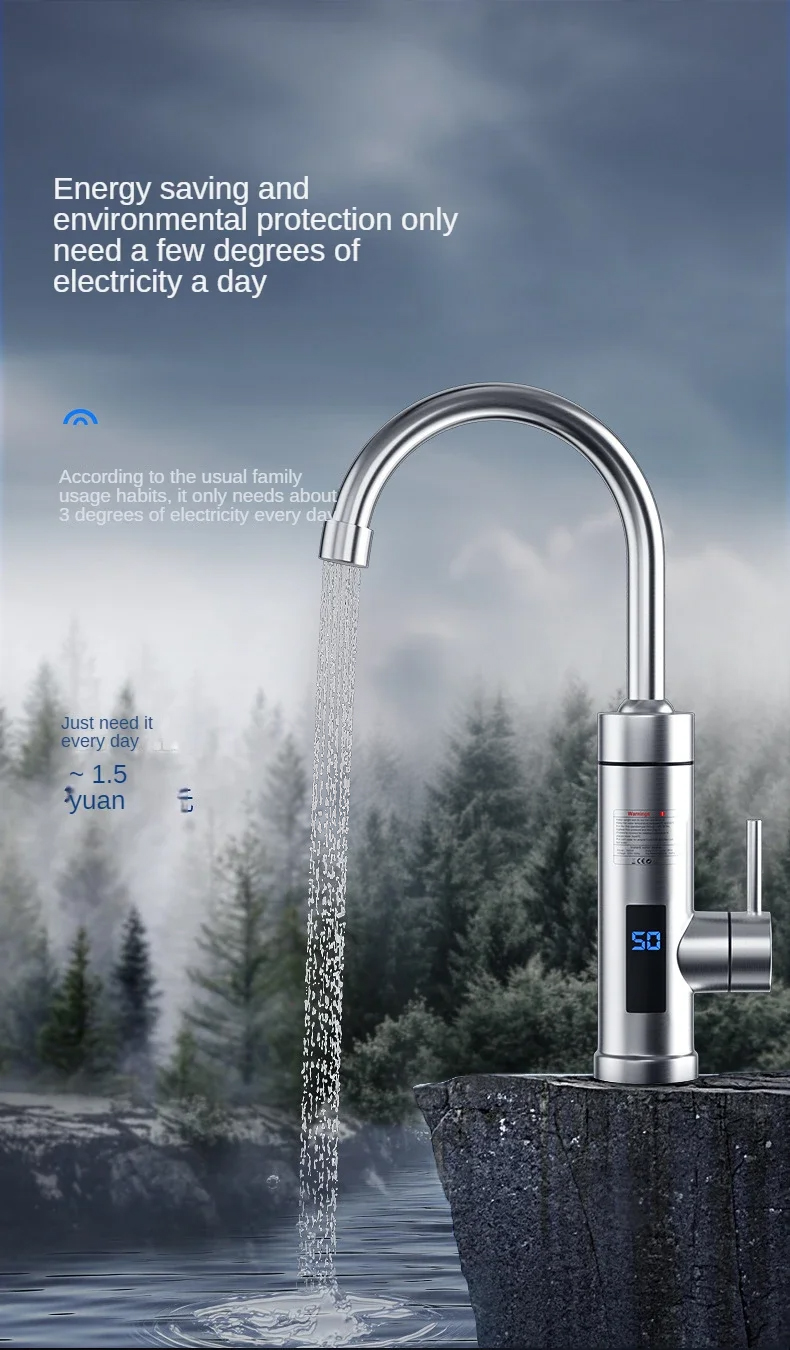 Instant220VElectricFaucetwith360DegreeRotatingStainlessSteelPipeEco-friendlyKitchenHotWaterHeaterwit-2014219-10