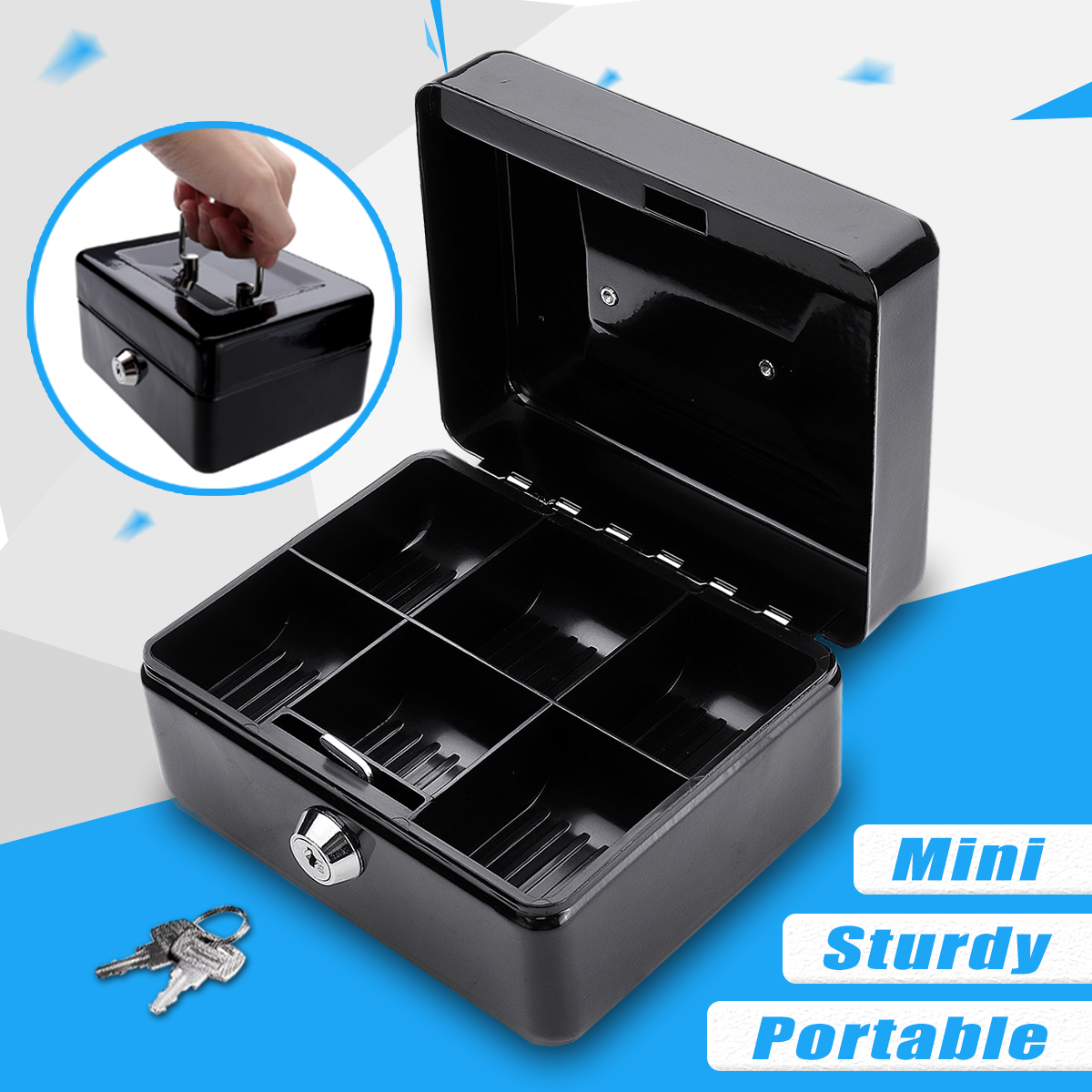 MiniPortableMoneySafeStorageCaseBlackSturdyMetalWithCoinTrayCashCarryBox-1346714-1