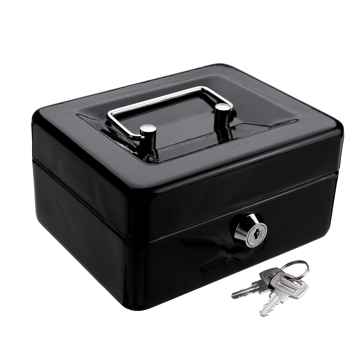 MiniPortableMoneySafeStorageCaseBlackSturdyMetalWithCoinTrayCashCarryBox-1346714-6