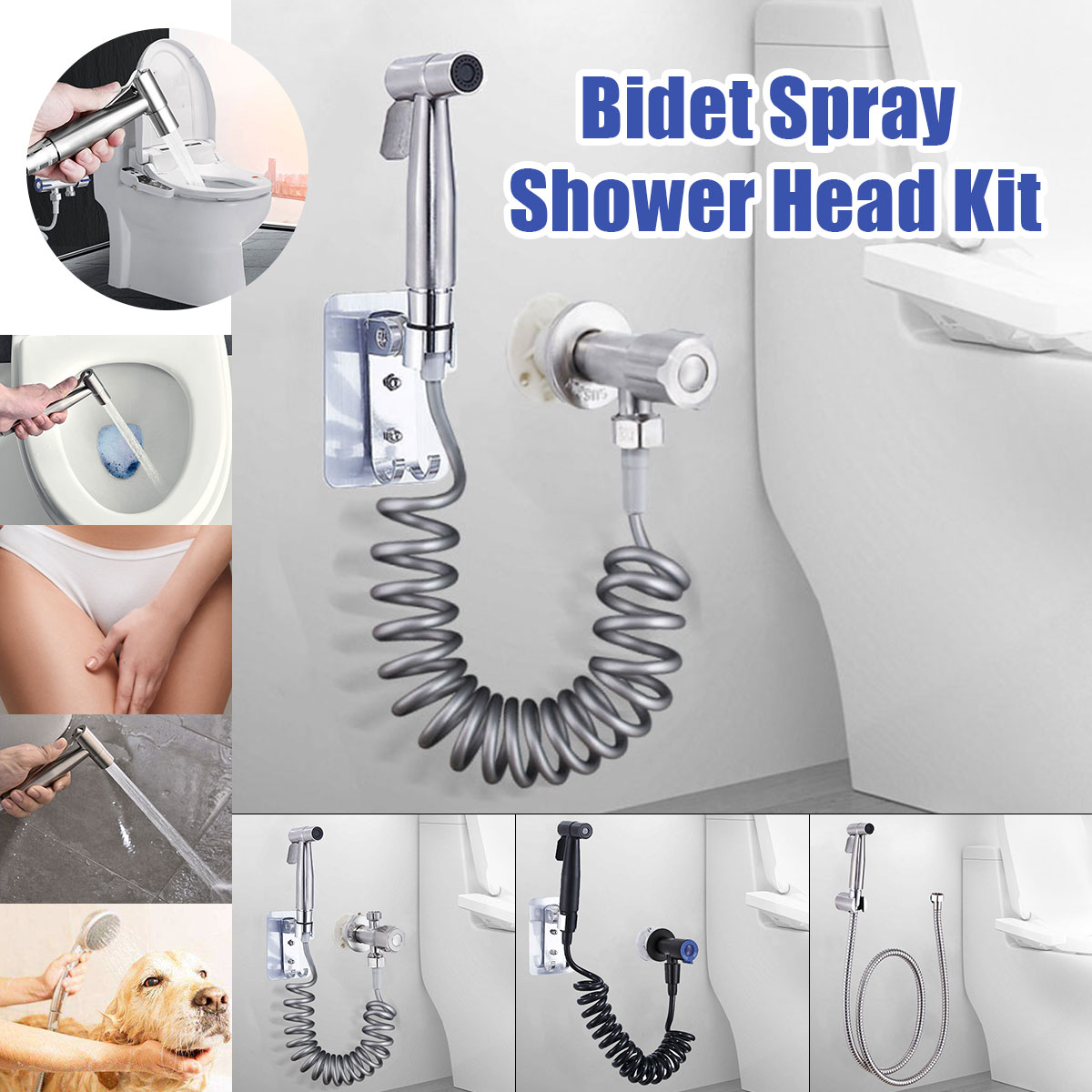 StainlessSteelHandheldDoucheBidetSprayShowerHeadToiletAdapterHoseKit-1678672-1