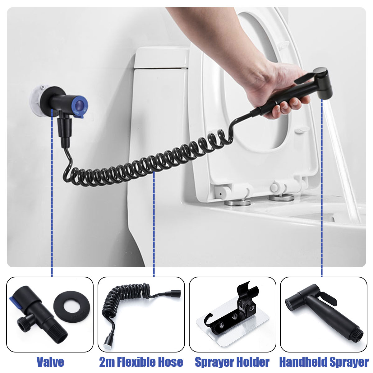 StainlessSteelHandheldDoucheBidetSprayShowerHeadToiletAdapterHoseKit-1678672-11