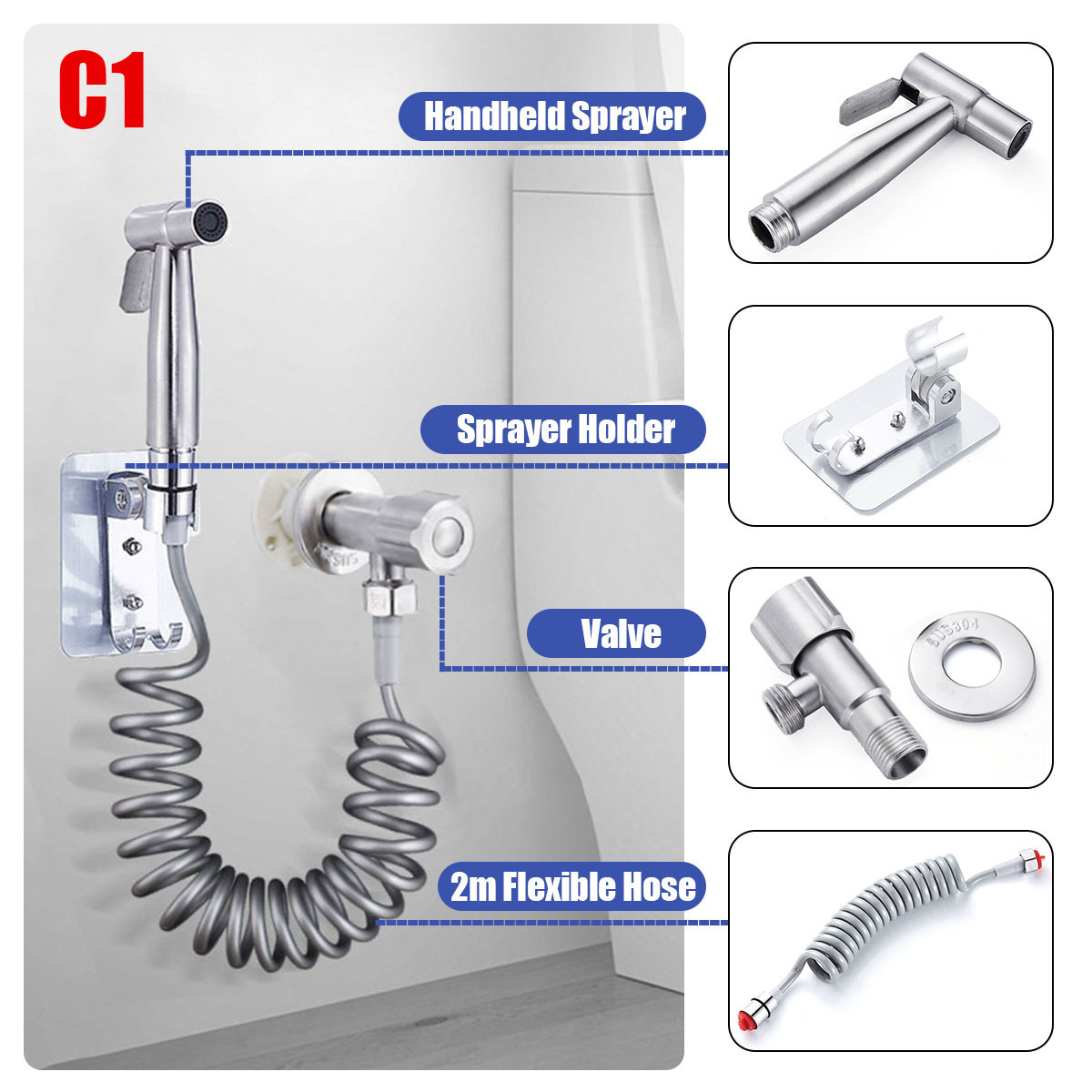 StainlessSteelHandheldDoucheBidetSprayShowerHeadToiletAdapterHoseKit-1678672-4