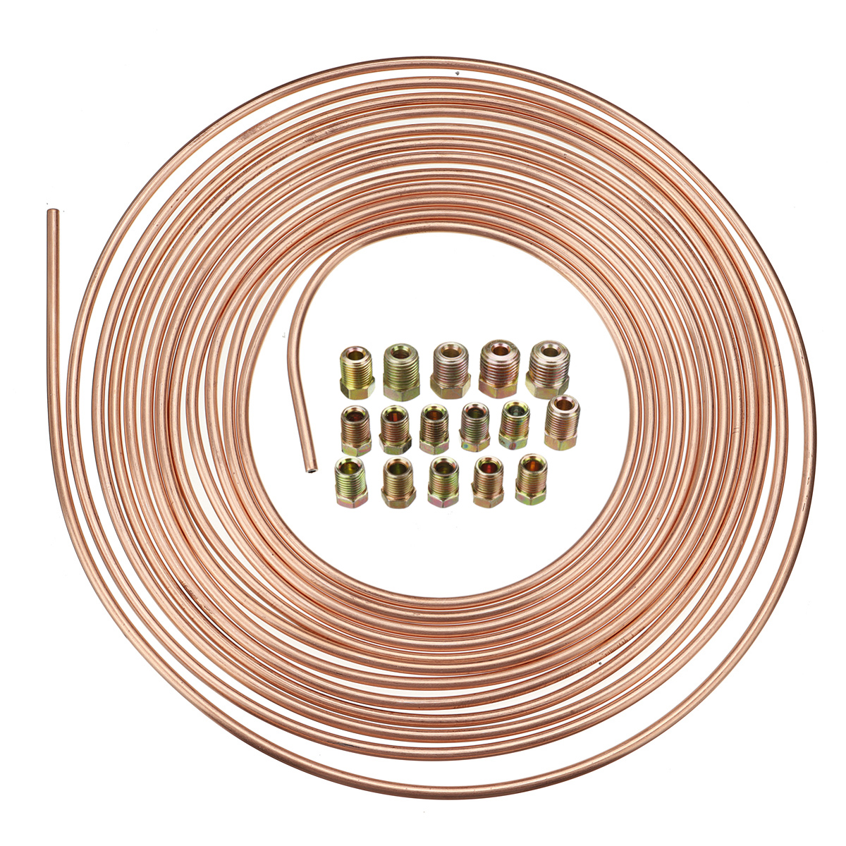 Universal25FtCopperNickelBrakeLineTubingKit316ODwith15PcsNuts-1586631-5