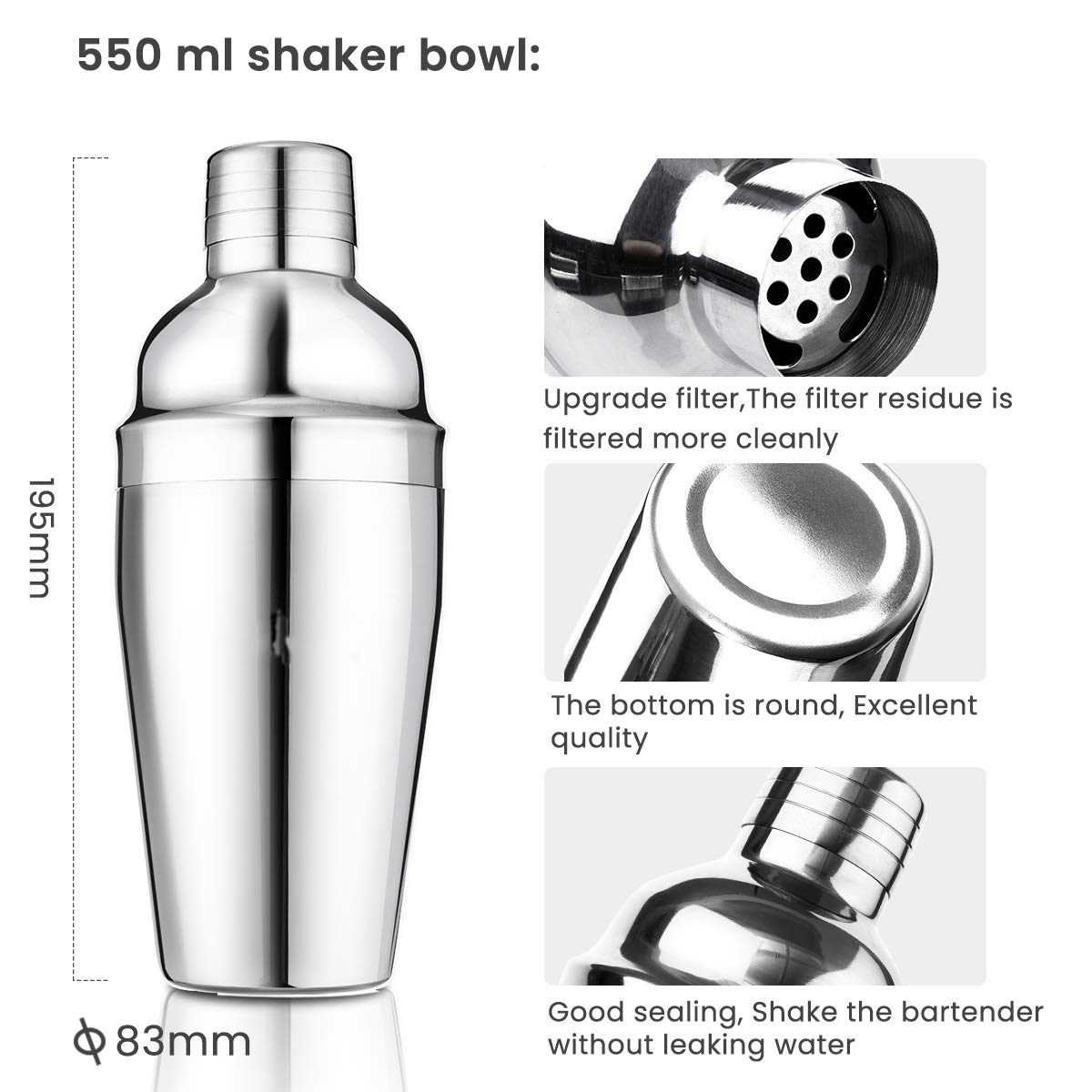 9PcsCocktailStainlessSteelShakerSetCocktailEdelstahlBarSetMixerSilber-1545457-3