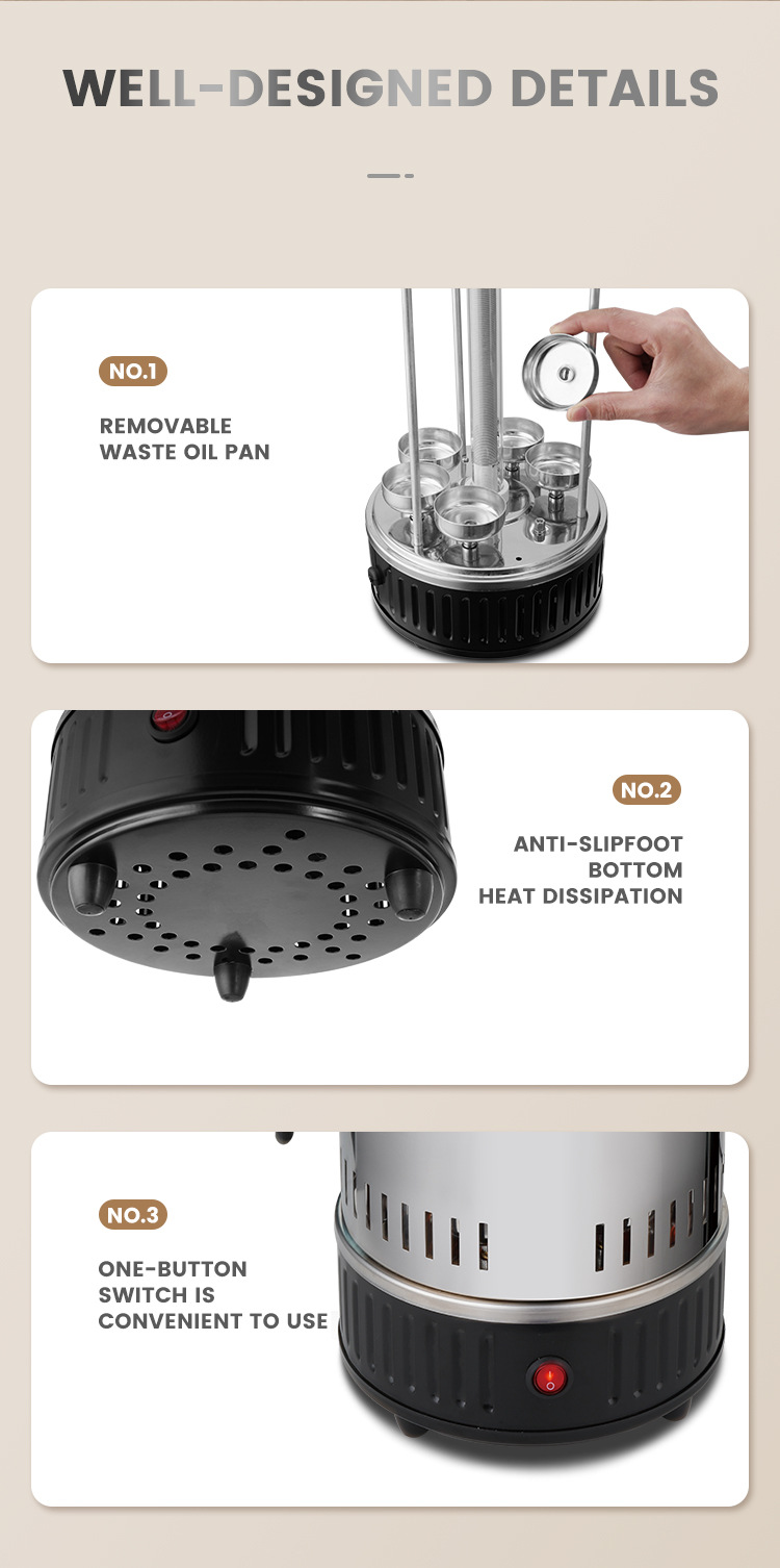 DSPElectricGrill6SticksAutomaticRevolvingVerticalGrillTimingBarbecueToolsSmokelessMuttonBBQSkewersMa-2001413-5