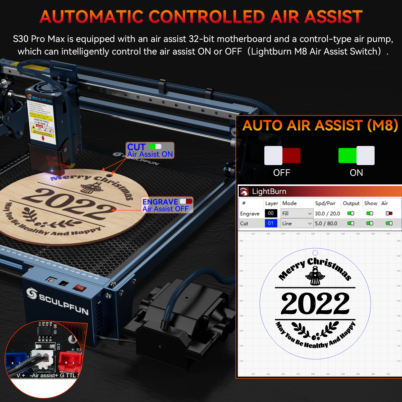 EUUSMXDirectSCULPFUNS30ProMax20WLaserEngraverCutterAutomaticAir-assist008x01mmLaserFocus32-bitMother-1973254-4