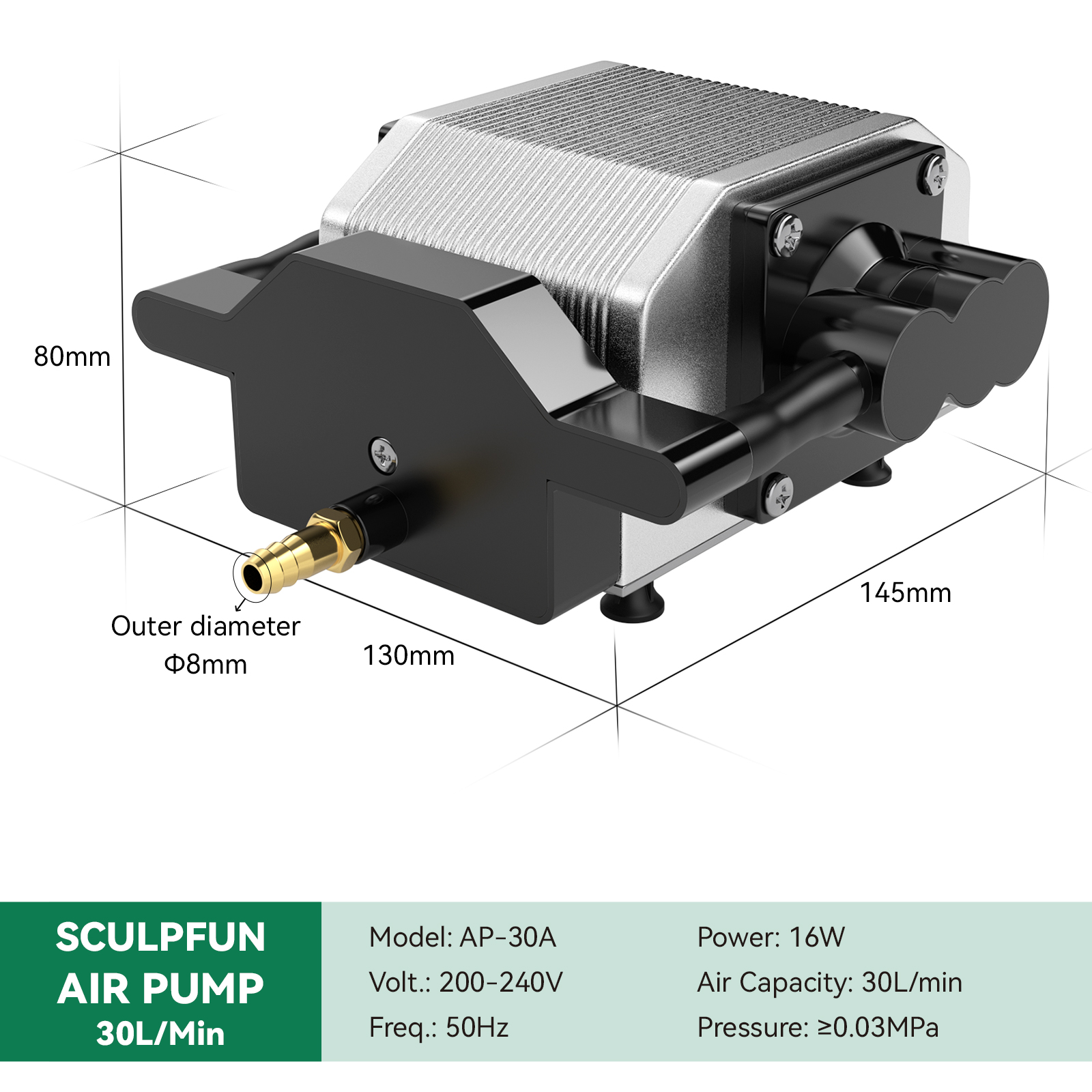 SCULPFUNAirPumpAirCompressor220VforLaserEngravingMachineAdjustableSpeedLowNoiseLowVibrationStableOut-1957800-6