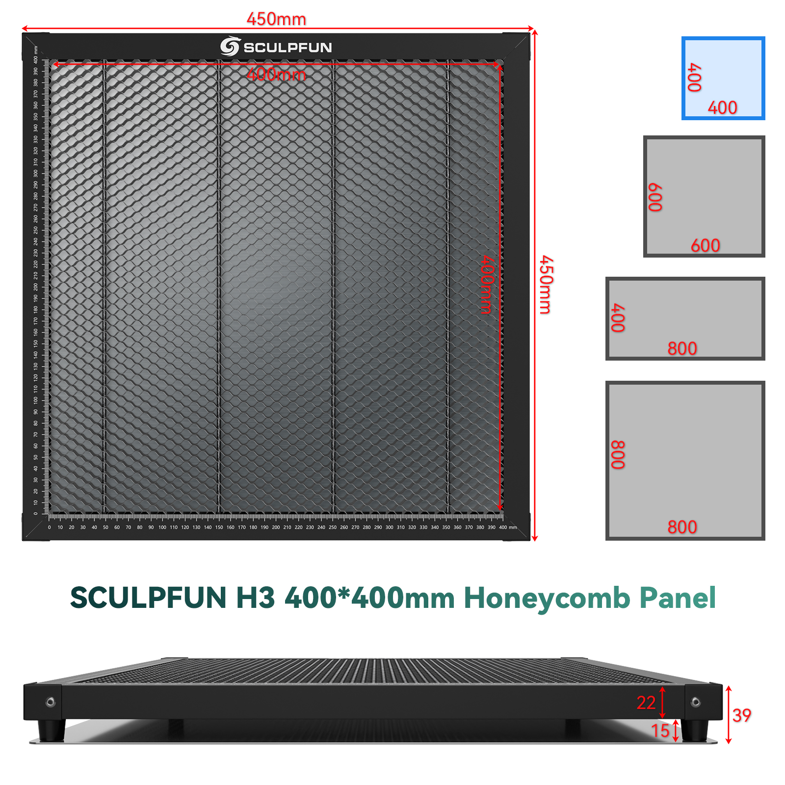 SCULPFUNH3400x400mmLaserCuttingHoneycombPanelWorkbenchSuitableforDiodeCO2LaserEngravingMachineProfes-1985210-3