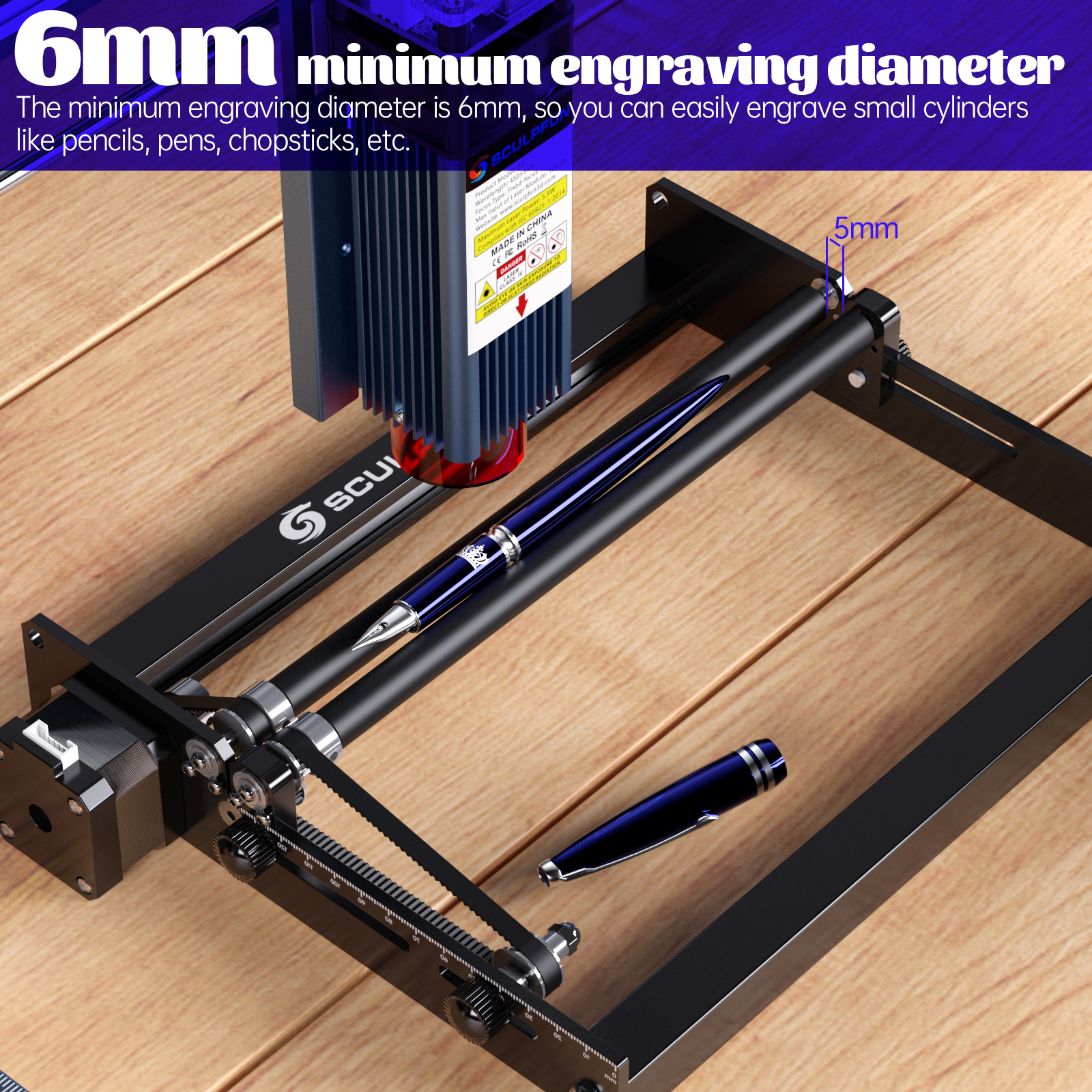 SCULPFUNLaserRotaryRollerforS9LaserEngraverY-axisRoller360degreeRotatingfor6-150mmEngravingDiameter4-1934417-4