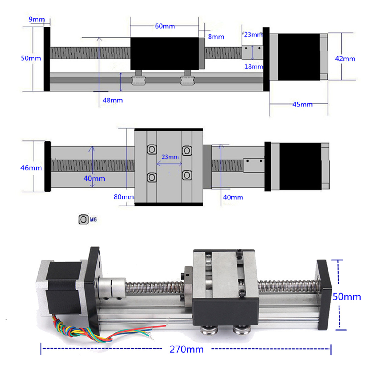 100mmLongStageActuatorLinearStage1204BallScrewLinearSlideStrokeWith42mmStepperMotor-1142419-2