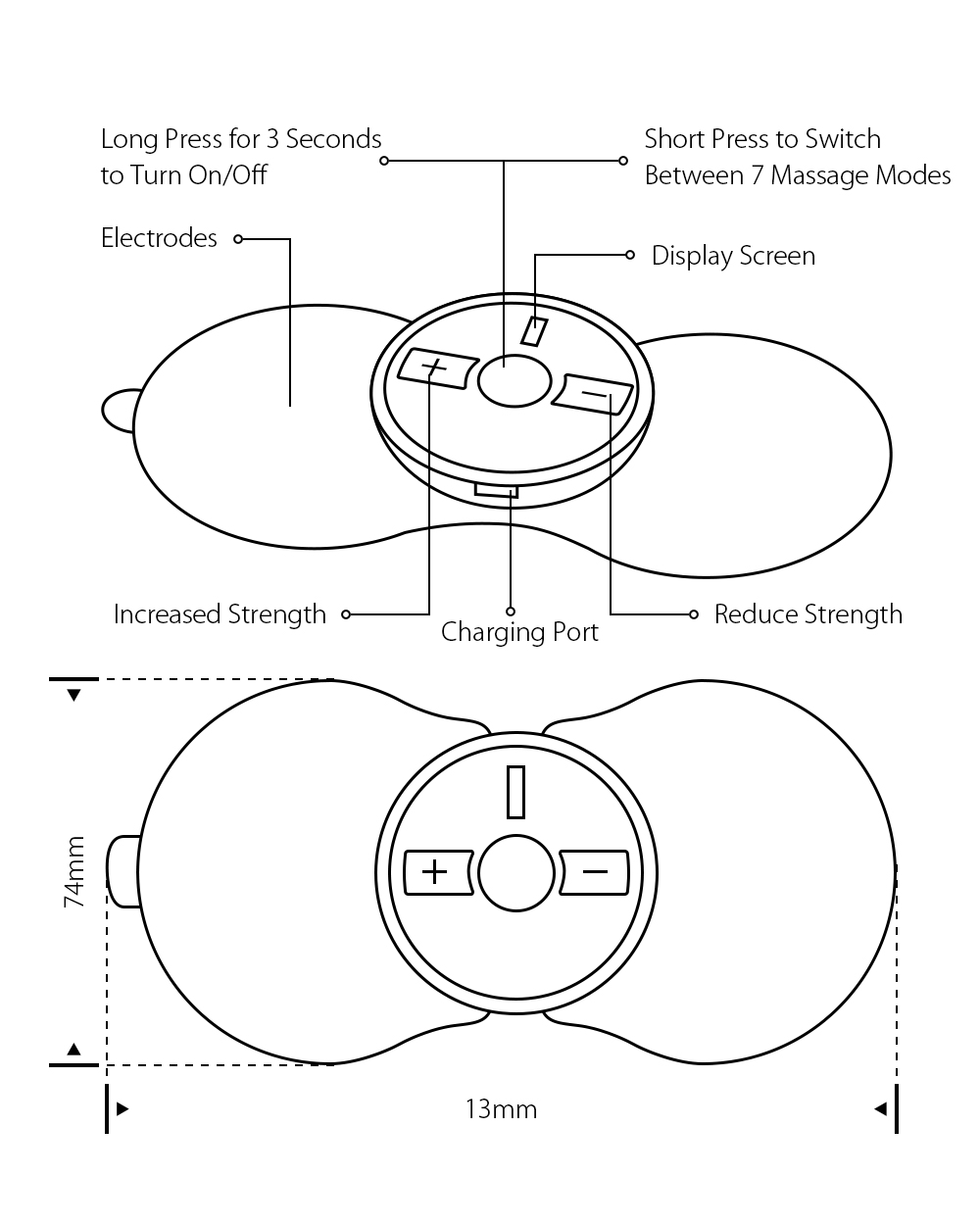 DIGOODG-PM04GoldFrame6ModesElectronicHigh-FrequencyPulseMassager9GearsIntensityAdjustmentElectrodePa-1572101-9