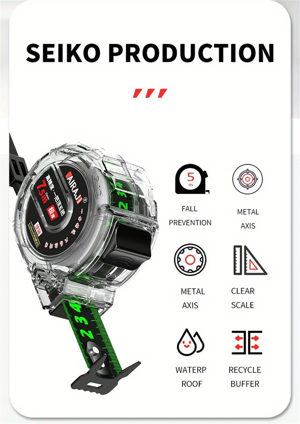 10MFluorescentSteelTapeMeasurewithCircleMeasuringFunctionDurableandWear-ResistantAccurateMeasurement-2000915-2