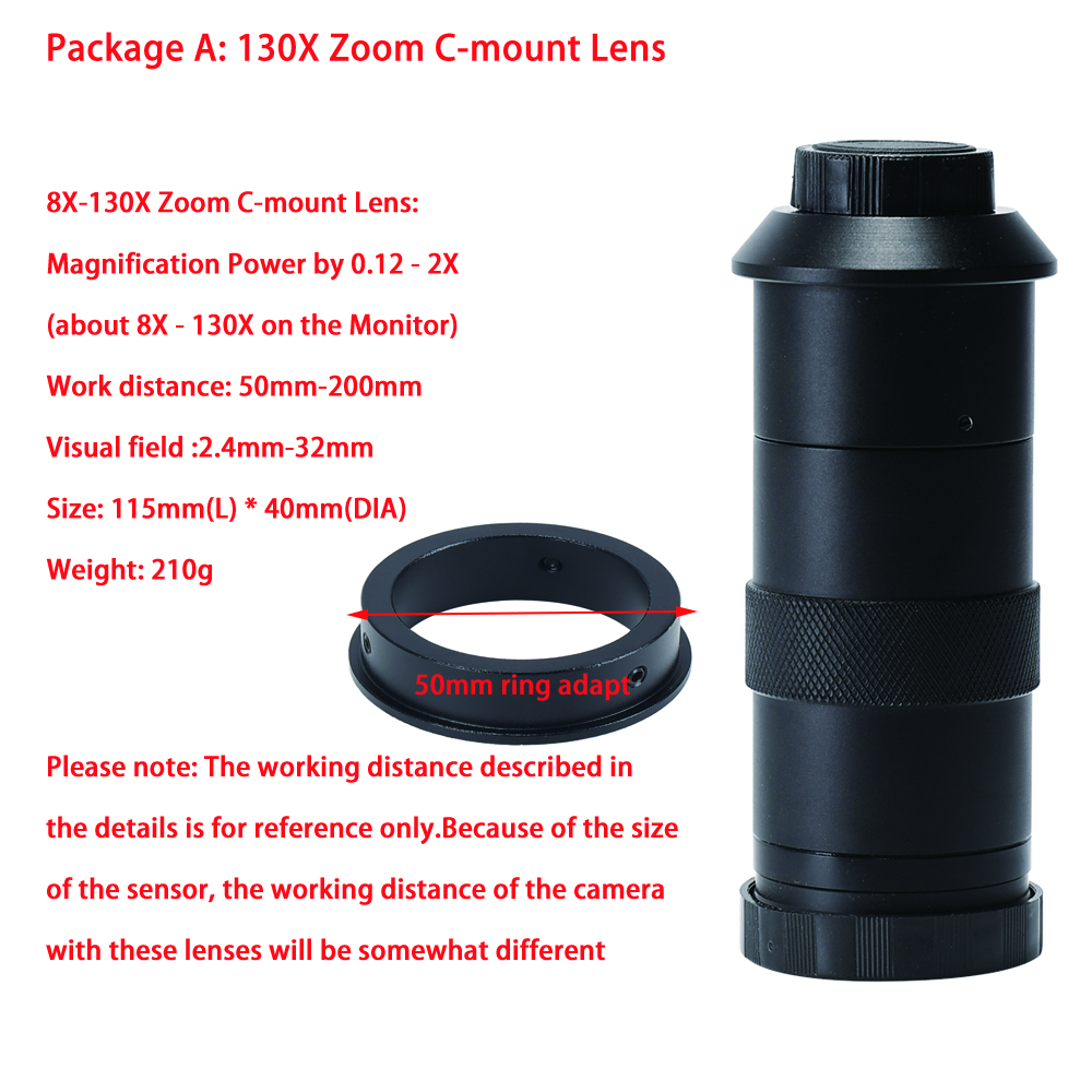 130X180X300XIndustrialAdjustableMonocularZoomCSCmountLensHDMI-compatibleVideoMicroscopeCamera-1984264-2