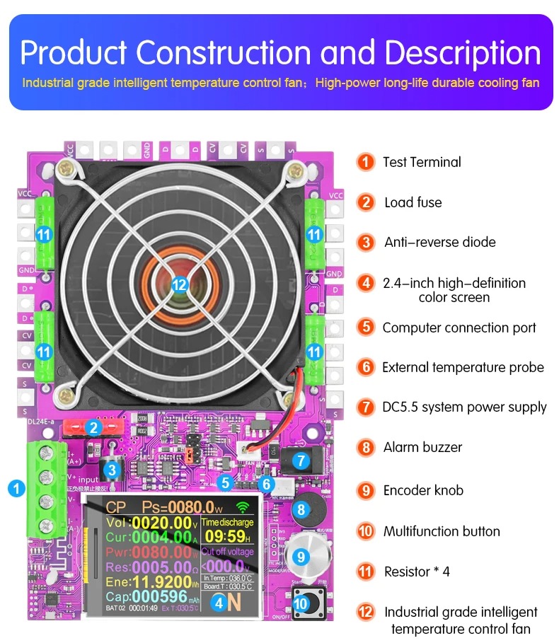 150WTuyaWiFiSmartPowerElectronicLoadTesterDCUSB18650VoltageCurrent48VBatteryCapacityMonitorTools-2001275-25