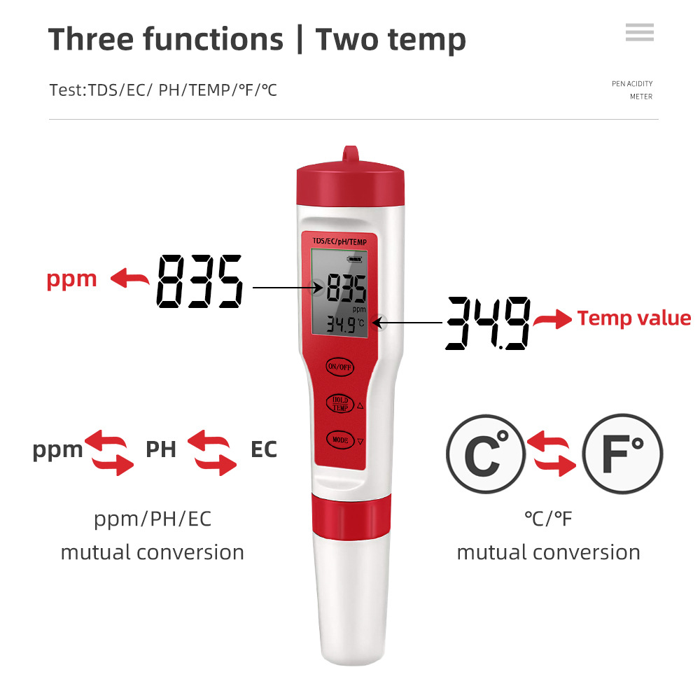 4in1PHMeterPHTDSECTemperatureMeterDigitalWaterQualityMonitorTesterforPoolsDrinkingWaterAquariumsEZ99-1980402-4