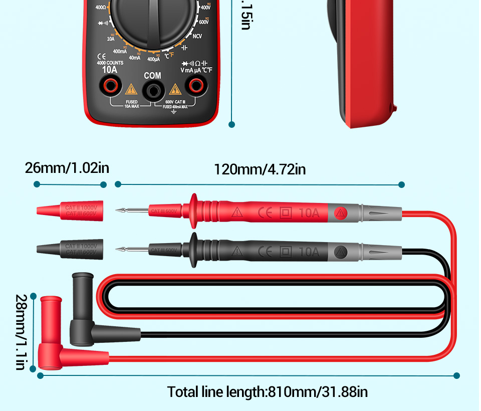 ANENGAN113CIntelligentAutoMeasureDigitalMultimeter4000CountsTrueRMSLCDDigitalMultimeterPortableACDCT-1863772-3