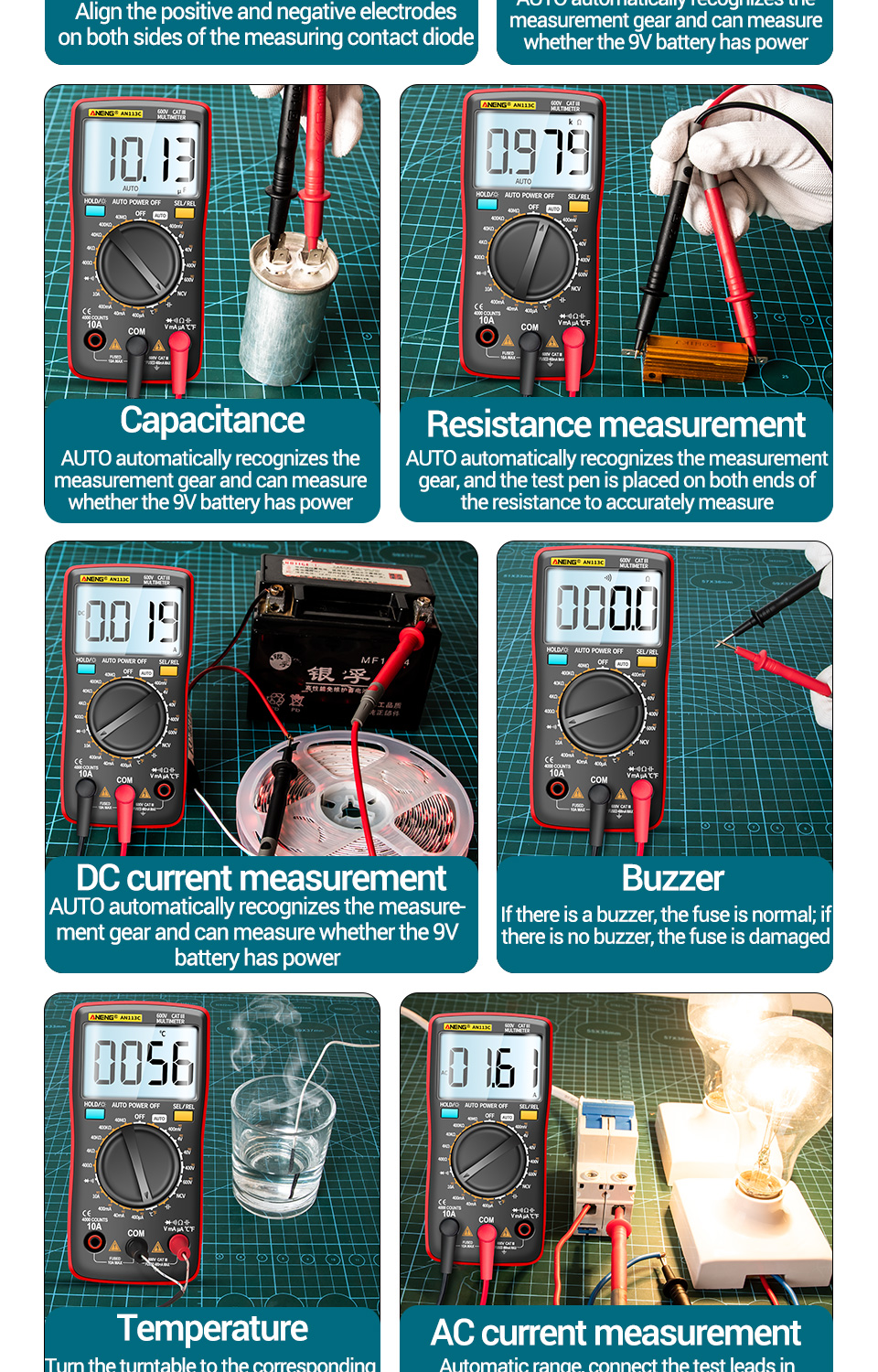 ANENGAN113CIntelligentAutoMeasureDigitalMultimeter4000CountsTrueRMSLCDDigitalMultimeterPortableACDCT-1863772-8