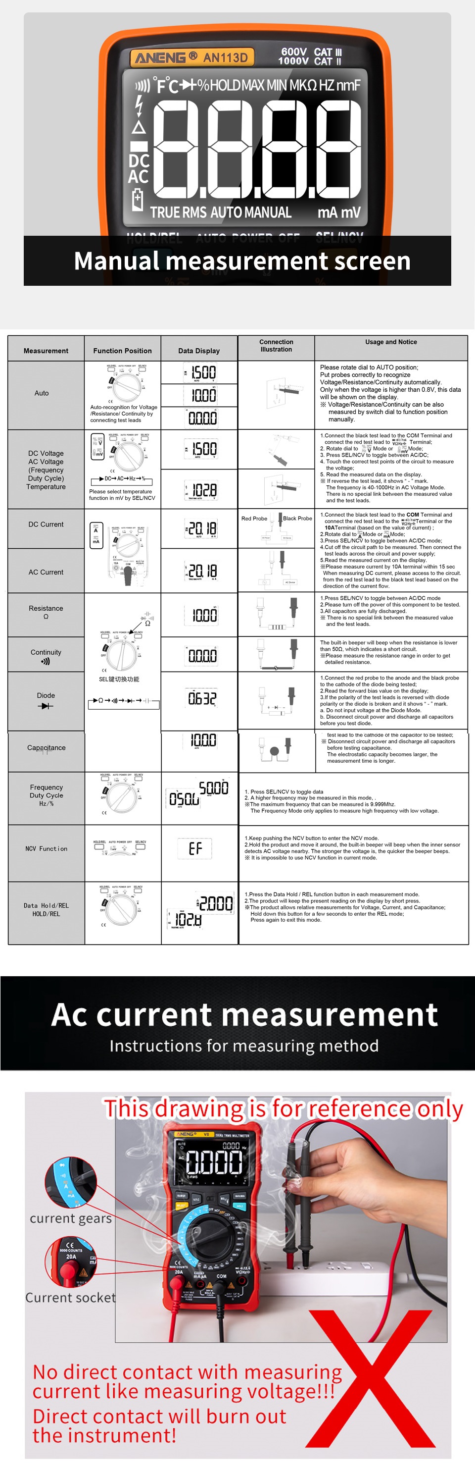 ANENGAN113DIntelligentAutoMeasureTrue-RMSDigitalMultimeter6000CountsResistanceDiodeContinuityTesterT-1568882-7