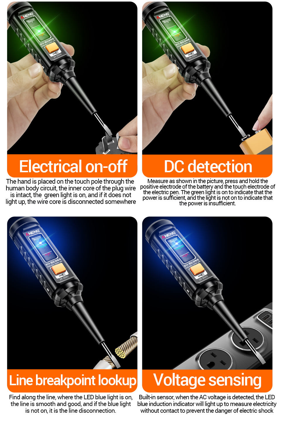 ANENGB15InductionTesterPenwithComprehensiveVoltageRangeFaultDetectionElectricOnOffDetectionFlashligh-2013544-11