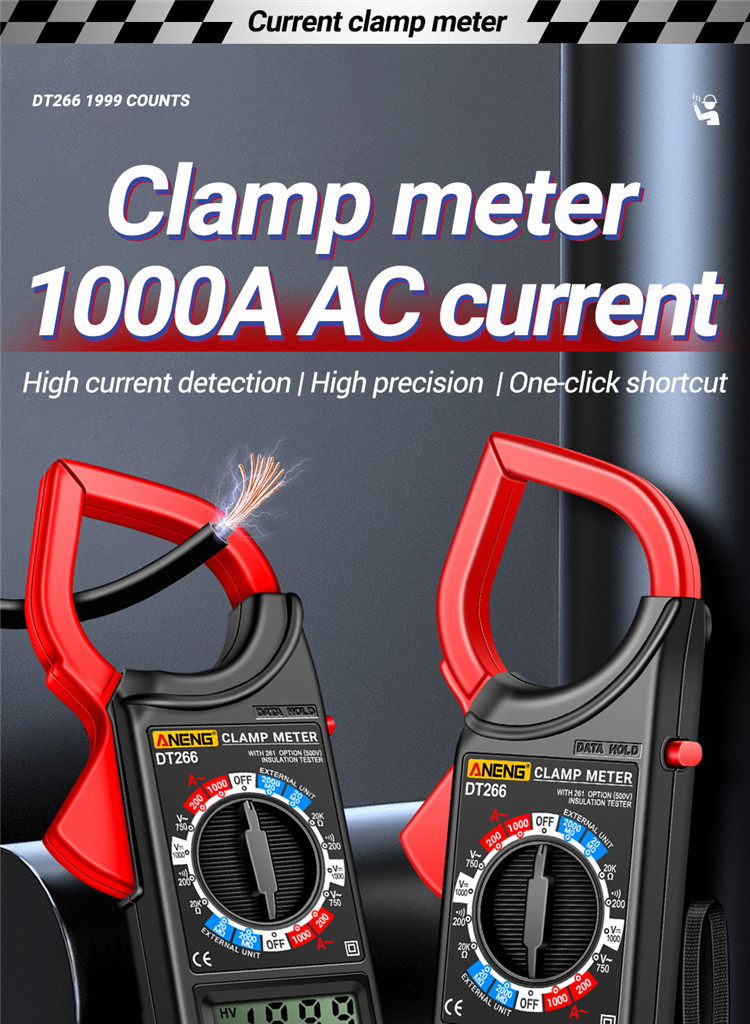 ANENGDT266DigitalClampMeterHigh-precision1000AACCurrentVoltageandResistanceMeasurementToolwithNon-co-2015671-1