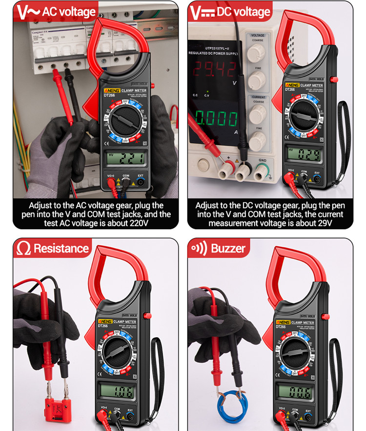 ANENGDT266DigitalClampMeterHigh-precision1000AACCurrentVoltageandResistanceMeasurementToolwithNon-co-2015671-13