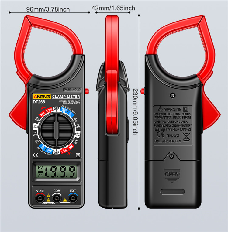 ANENGDT266DigitalClampMeterHigh-precision1000AACCurrentVoltageandResistanceMeasurementToolwithNon-co-2015671-5