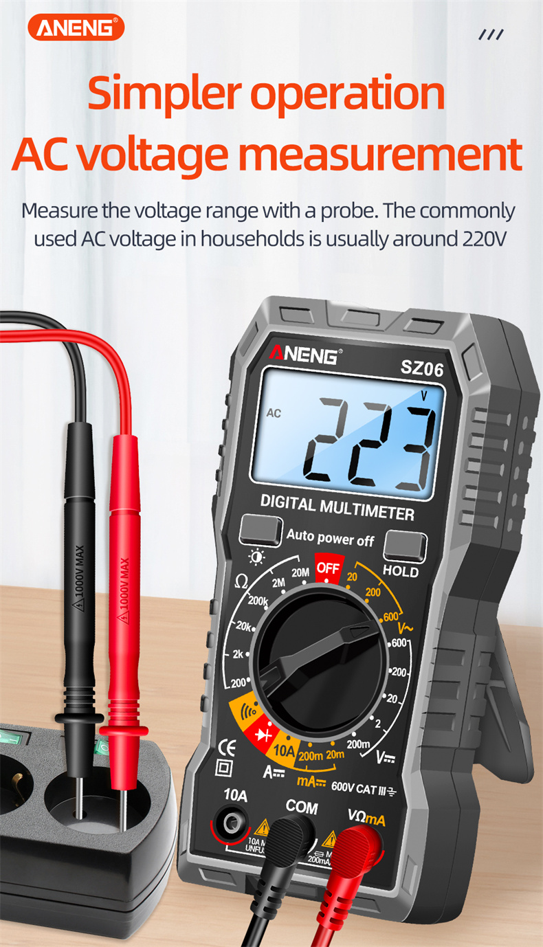 ANENGM113DigitalMultimeterTrueRMSHighAccuracyDCACVoltageCurrentResistanceTesterAutoShutdownABSMateri-1997005-3