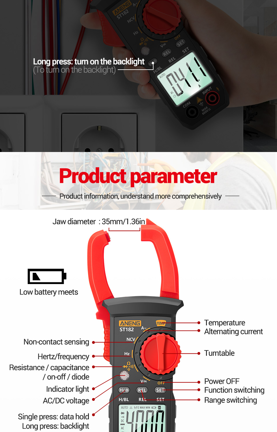 ANENGST182DigitalClampMeterDCACVoltageTesterClampMultimeterHzCapacitanceNCVOhmTest-1732866-5