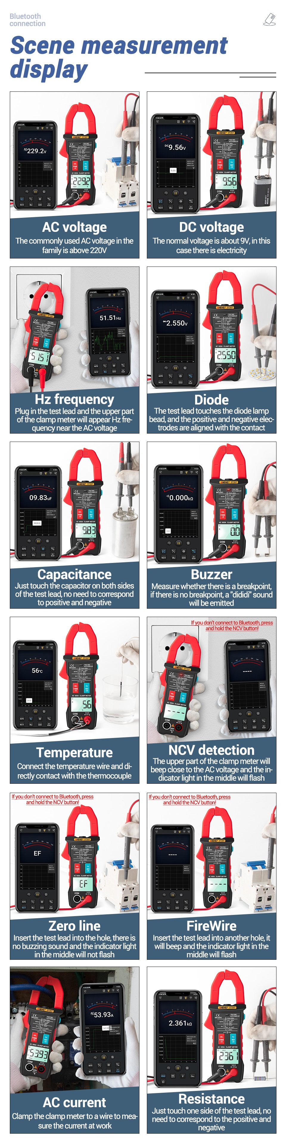 ANENGST207DigitalbluetoothMultimeterClampMeter6000CountsTrueRMSDCACVoltageTesterACCurrentHzCapacitan-1762792-4