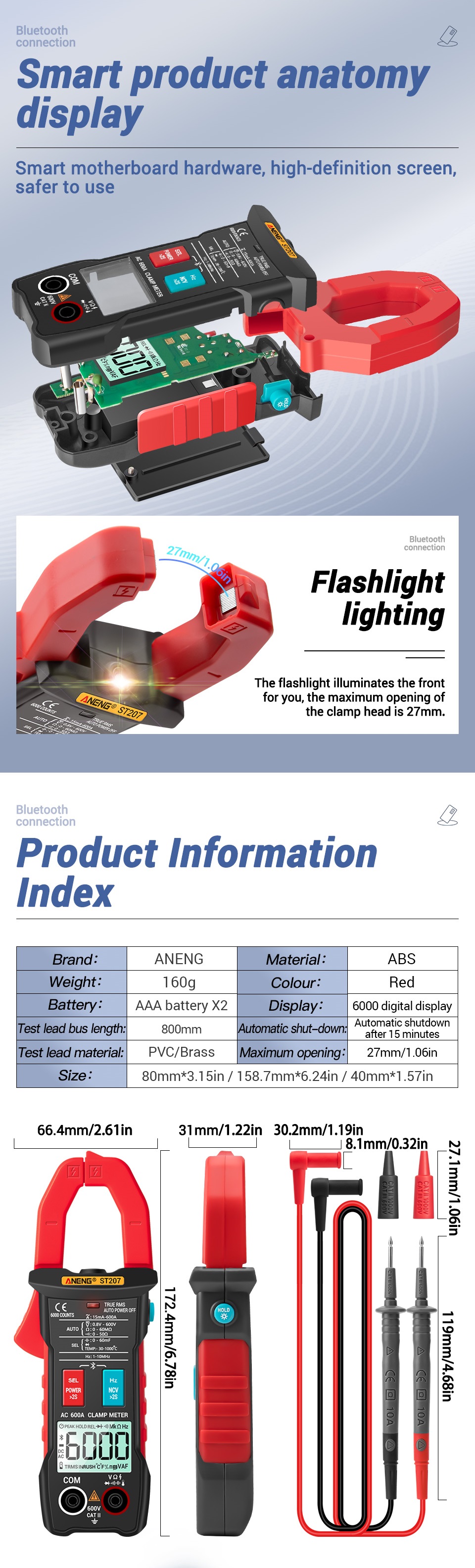 ANENGST207DigitalbluetoothMultimeterClampMeter6000CountsTrueRMSDCACVoltageTesterACCurrentHzCapacitan-1762792-7
