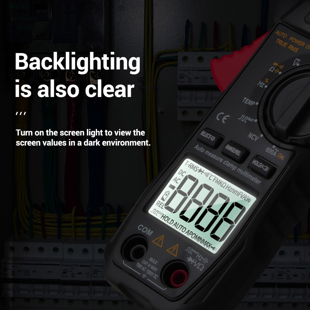 ANENGST209DigitalMultimeterClampMeter6000CountsTrueRMSAmpDCACCurrentClampTesterMetersVoltmeterAutoRa-1981800-9