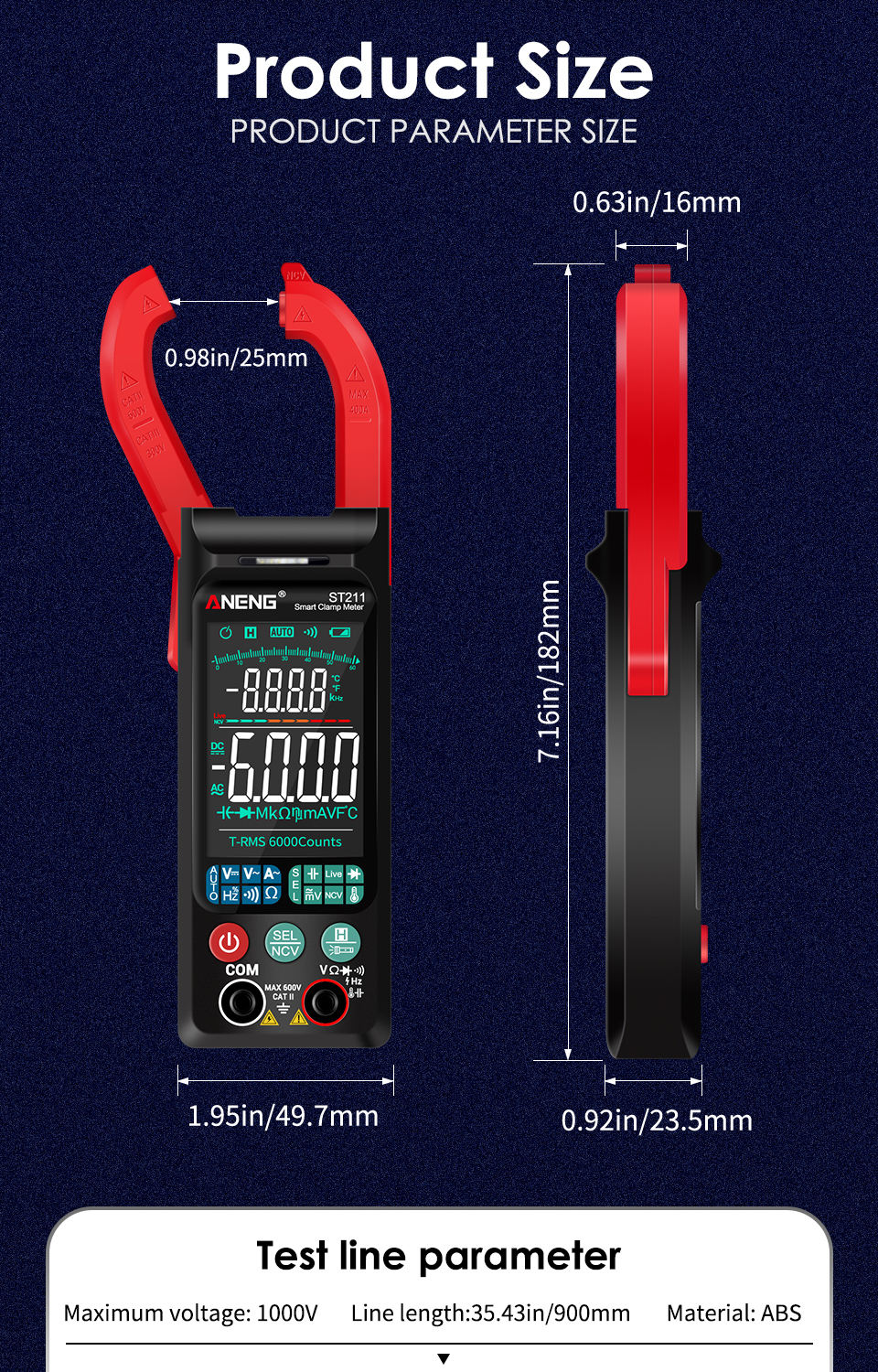 ANENGST211DigitalClamp-OnCurrentMultimeter6000CountsTrueRMSLargeColorDisplayIntelligentManualAutomat-1888192-10