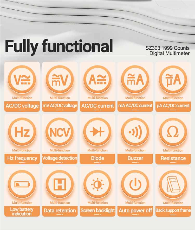 ANENGSZ303MultifunctionalMeasureMeterwithAccurateACDCVoltageCurrentResistanceHzReadingConvenientAuto-2015558-2