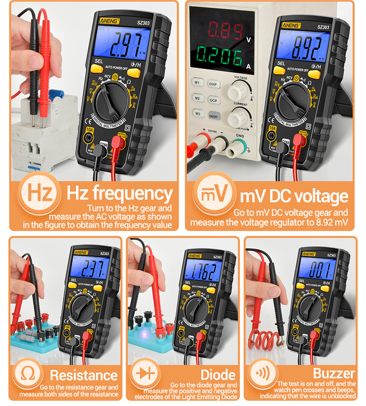 ANENGSZ303MultifunctionalMeasureMeterwithAccurateACDCVoltageCurrentResistanceHzReadingConvenientAuto-2015558-12