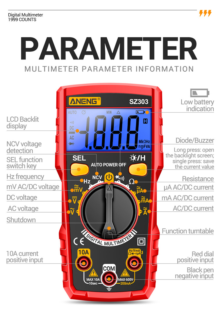 ANENGSZ303MultifunctionalMeasureMeterwithAccurateACDCVoltageCurrentResistanceHzReadingConvenientAuto-2015558-14