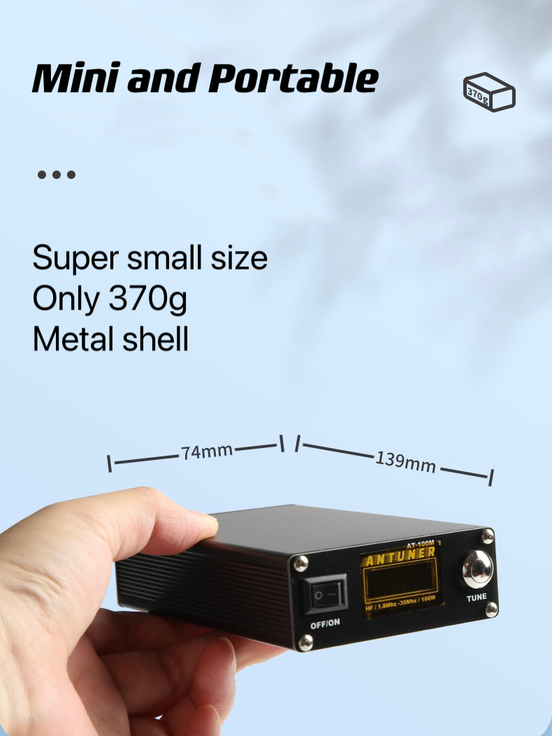 ANTUNERAT100M18mhz-30mhz100WAntennaTunerBuilt-inStandingWaveMeterPowerMeterForHFRadioUSDXG1MFT-818-1982809-3