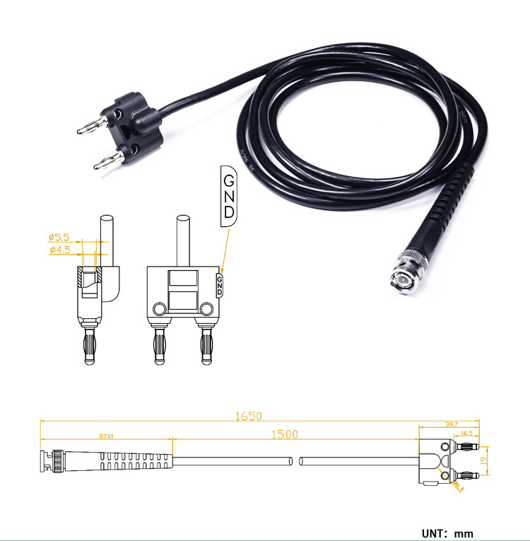 BNCPowerTestCablewithDoubleBananaPlugsRG58RFConnectionforVersatileandReliableOscilloscopeSignalTrans-2004265-6