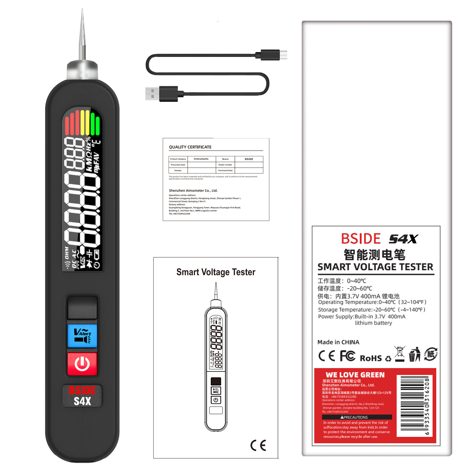 BSIDES4XSmartInductionMeasuringPenwithACVoltageTestingupto300VTemperatureSensorLeakageDetectionSafeM-2000911-10